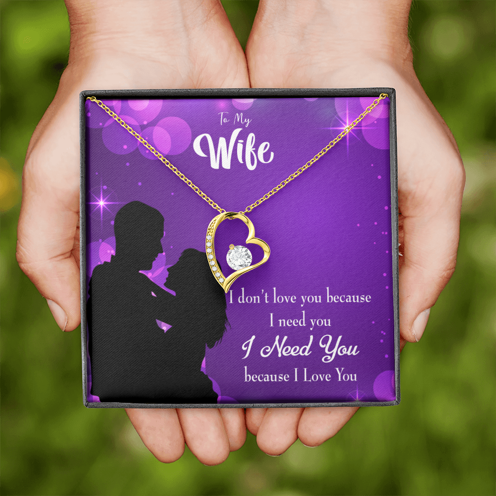 To My Wife Because I Love You Forever Necklace w Message Card-Express Your Love Gifts