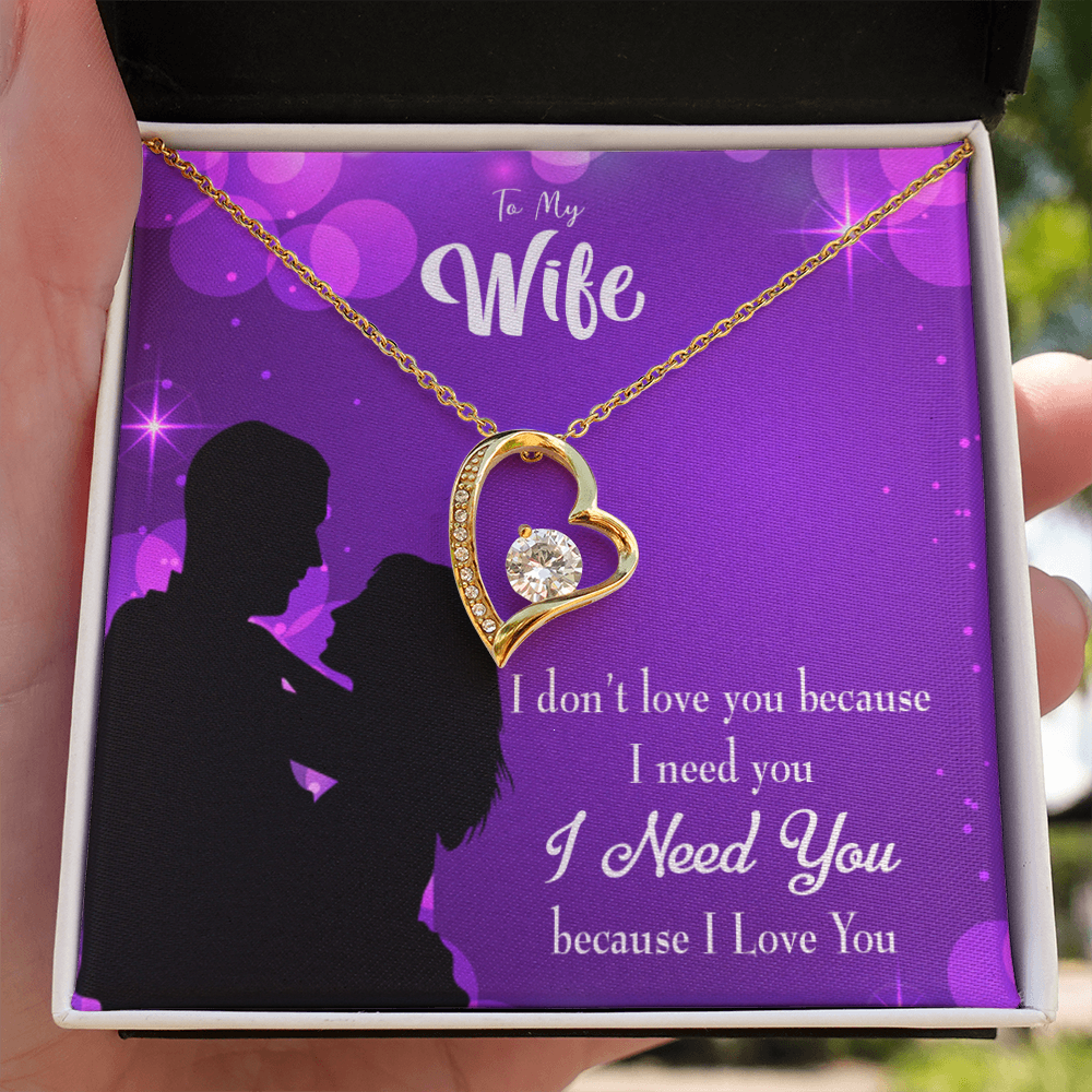 To My Wife Because I Love You Forever Necklace w Message Card-Express Your Love Gifts