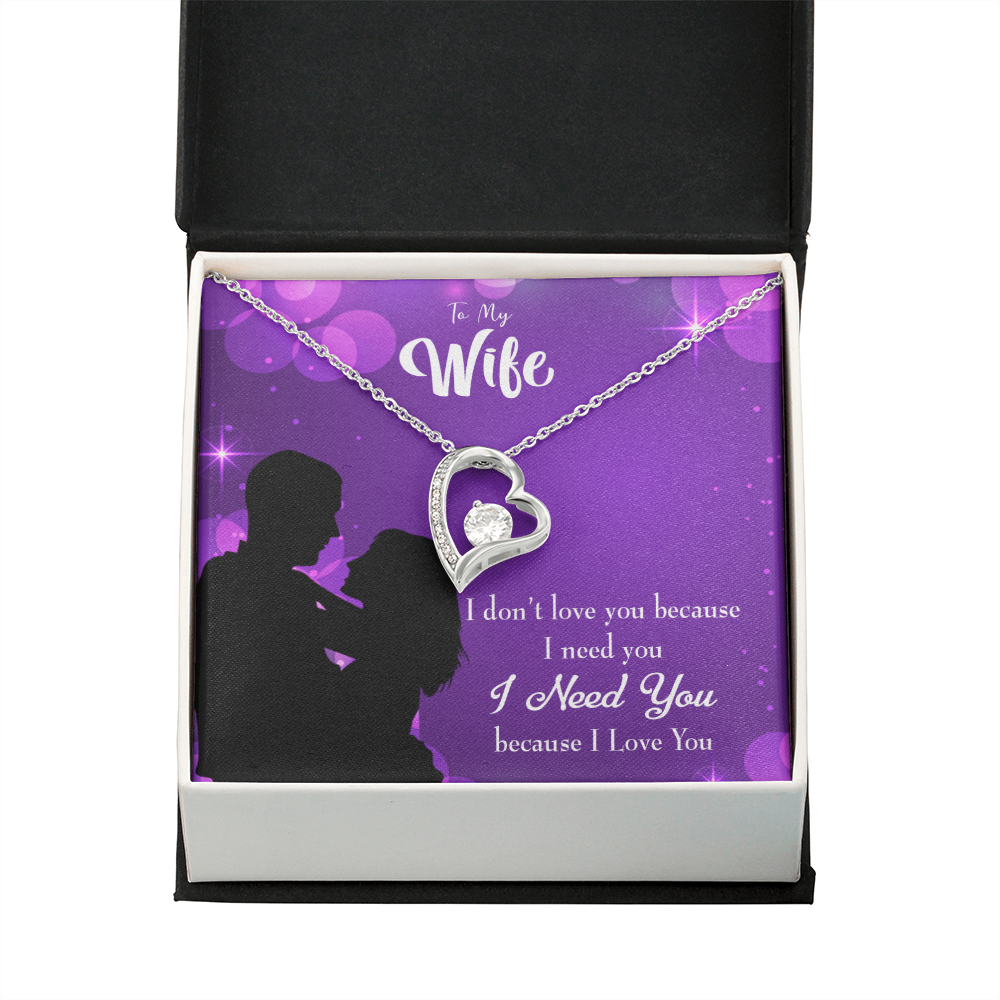 To My Wife Because I Love You Forever Necklace w Message Card-Express Your Love Gifts