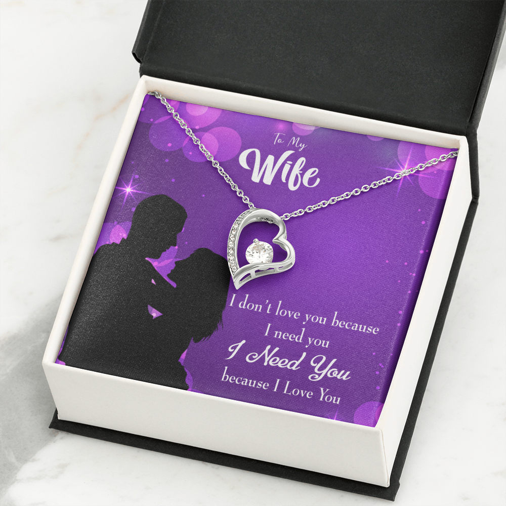 To My Wife Because I Love You Forever Necklace w Message Card-Express Your Love Gifts