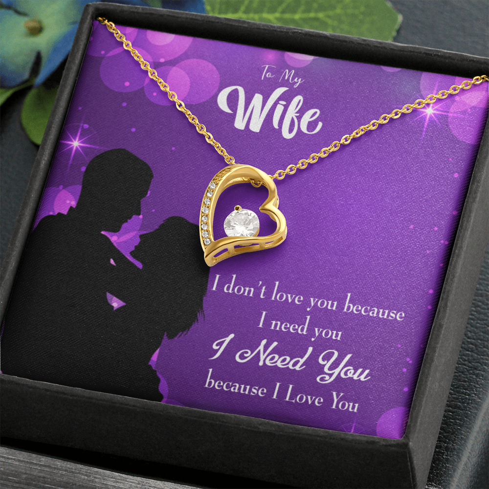 To My Wife Because I Love You Forever Necklace w Message Card-Express Your Love Gifts