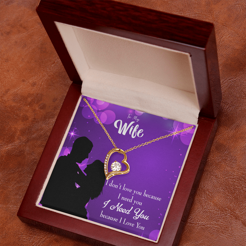 To My Wife Because I Love You Forever Necklace w Message Card-Express Your Love Gifts