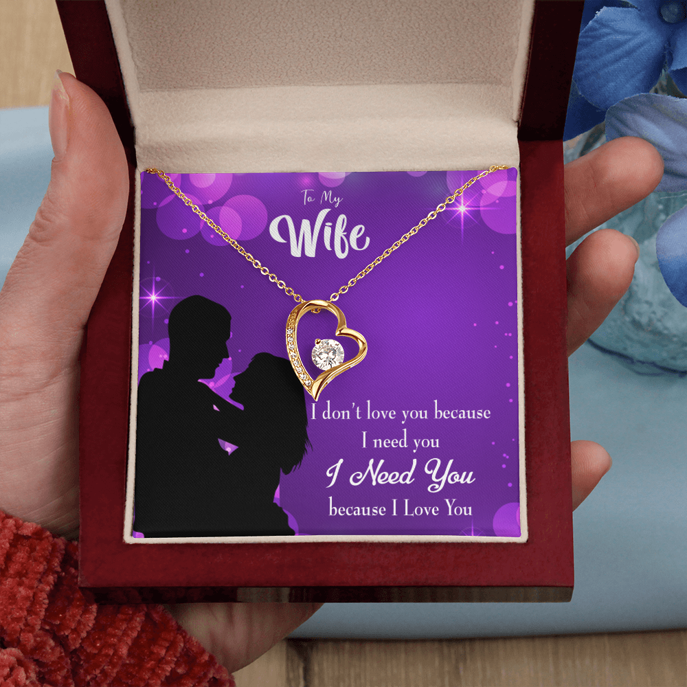 To My Wife Because I Love You Forever Necklace w Message Card-Express Your Love Gifts