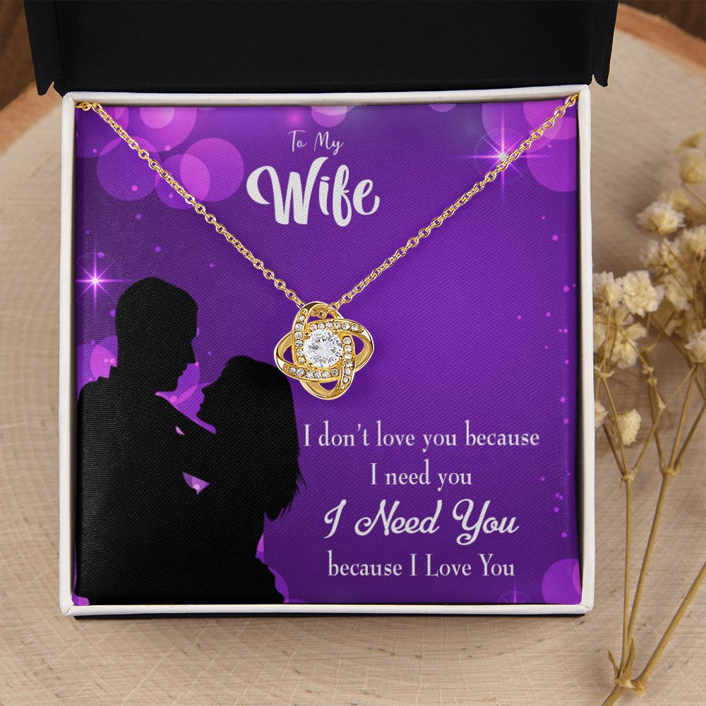 To My Wife Because I Love You Infinity Knot Necklace Message Card-Express Your Love Gifts