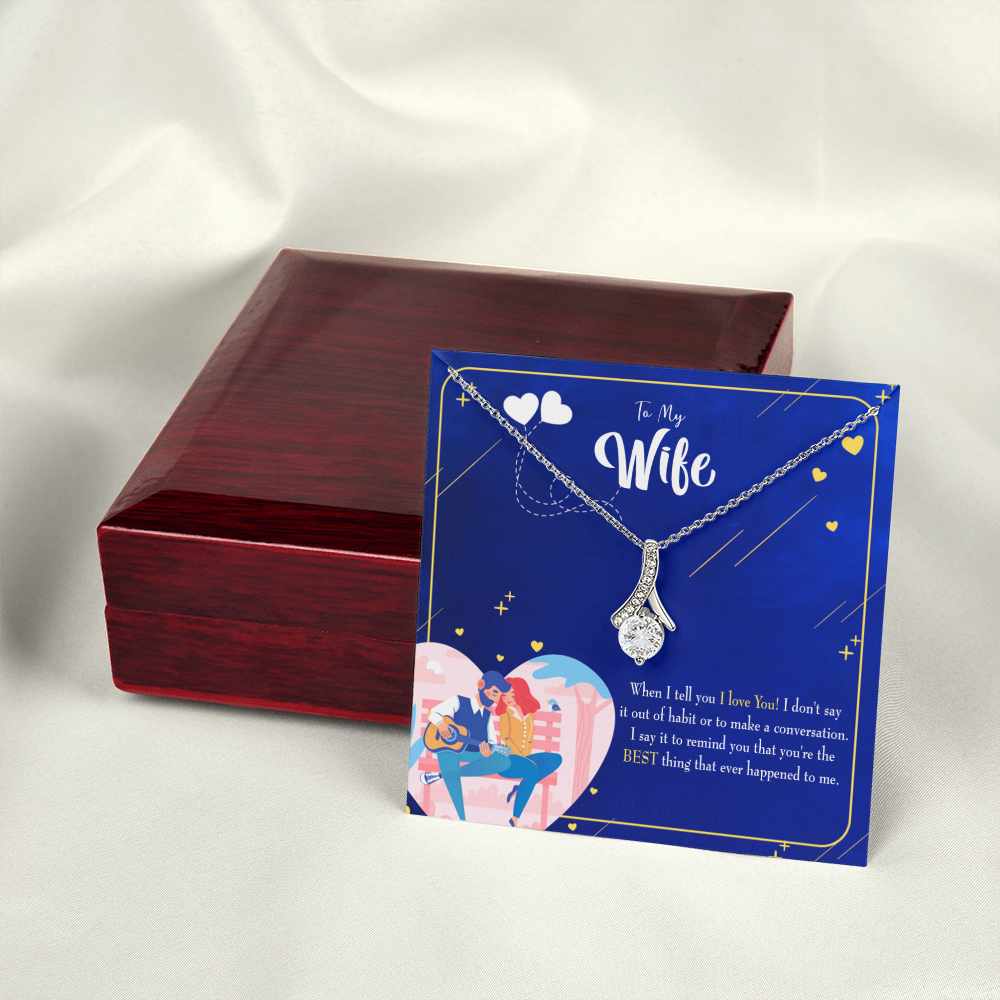 To My Wife Best Thing Happened Alluring Ribbon Necklace Message Card-Express Your Love Gifts