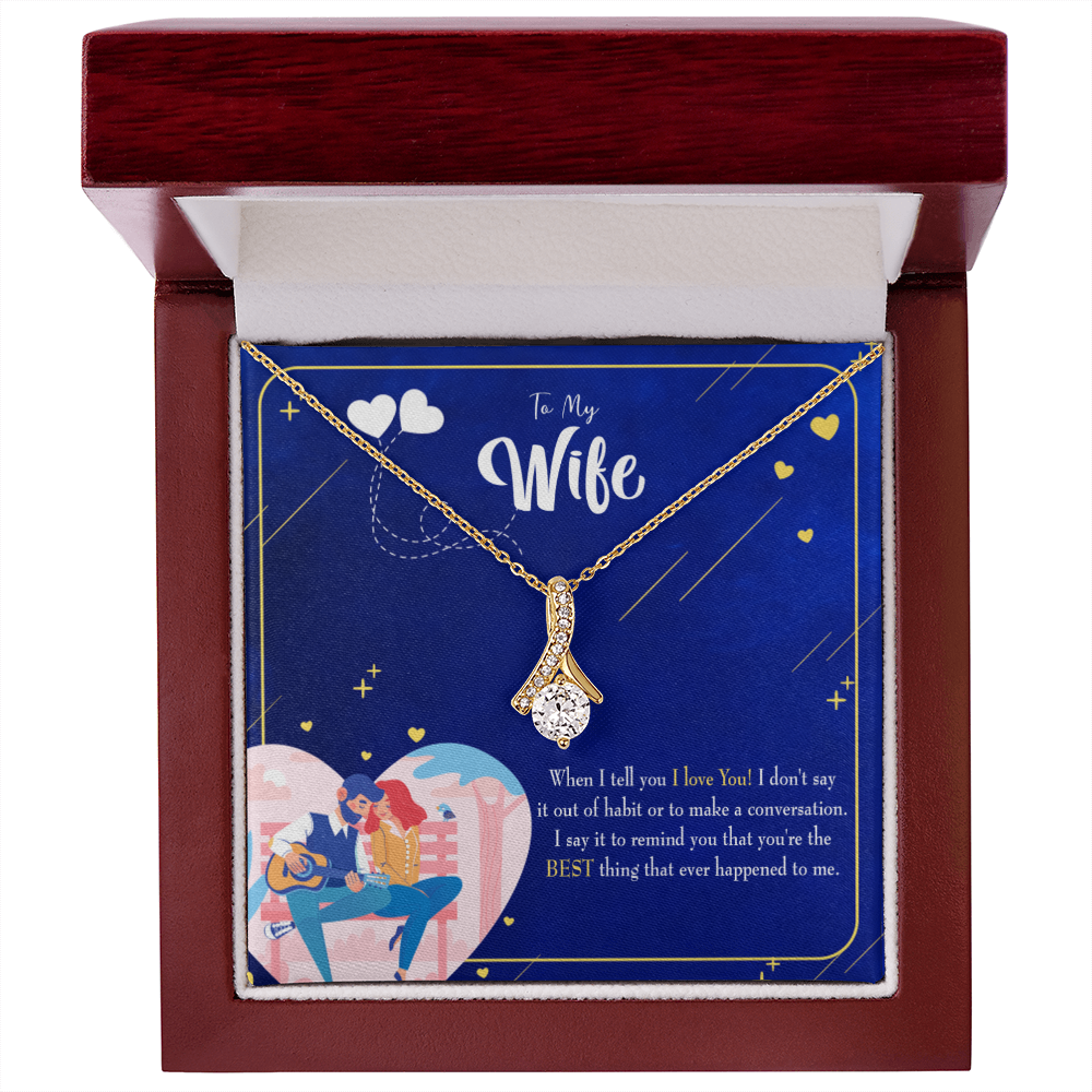 To My Wife Best Thing Happened Alluring Ribbon Necklace Message Card-Express Your Love Gifts