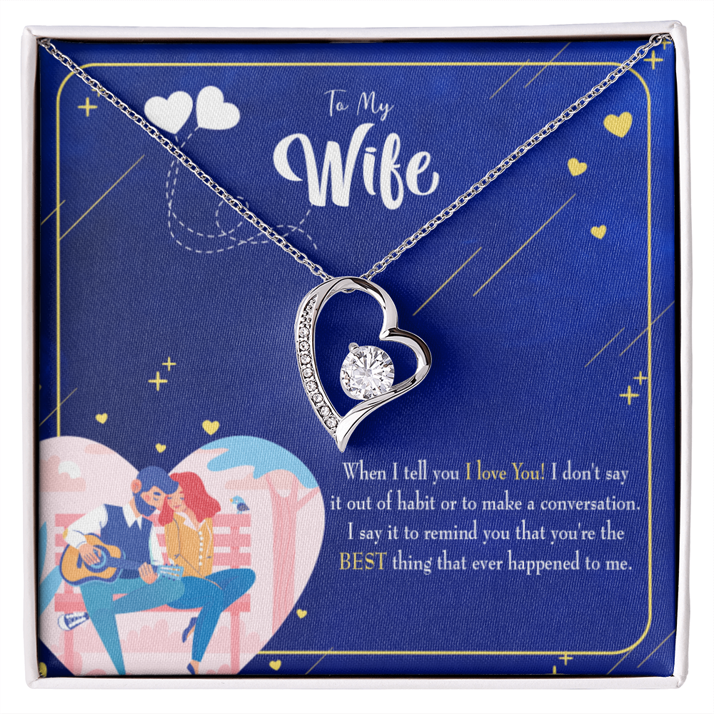 To My Wife Best Thing Happened Forever Necklace w Message Card-Express Your Love Gifts