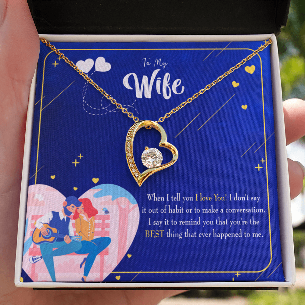 To My Wife Best Thing Happened Forever Necklace w Message Card-Express Your Love Gifts