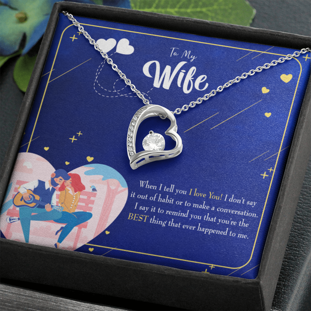 To My Wife Best Thing Happened Forever Necklace w Message Card-Express Your Love Gifts