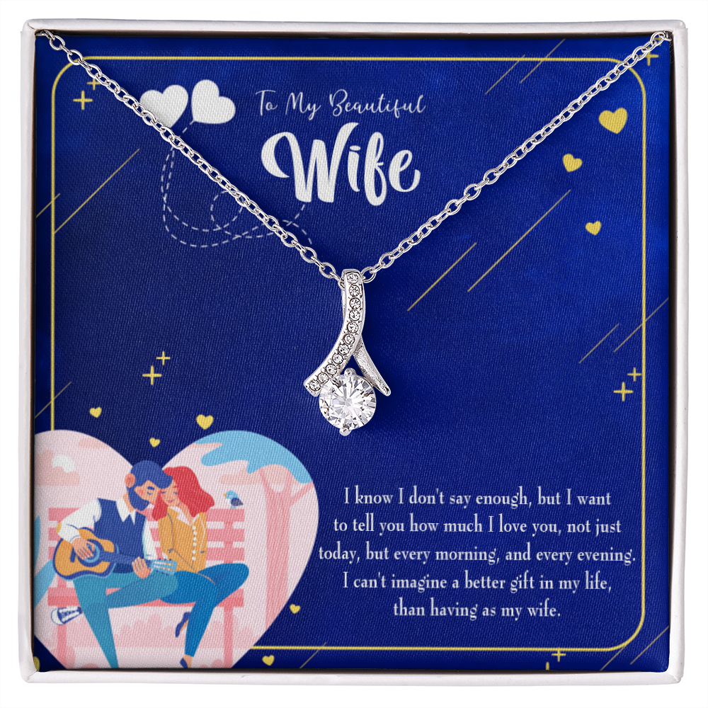 To My Wife Better Gift Alluring Ribbon Necklace Message Card-Express Your Love Gifts