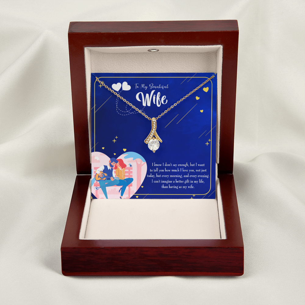 To My Wife Better Gift Alluring Ribbon Necklace Message Card-Express Your Love Gifts