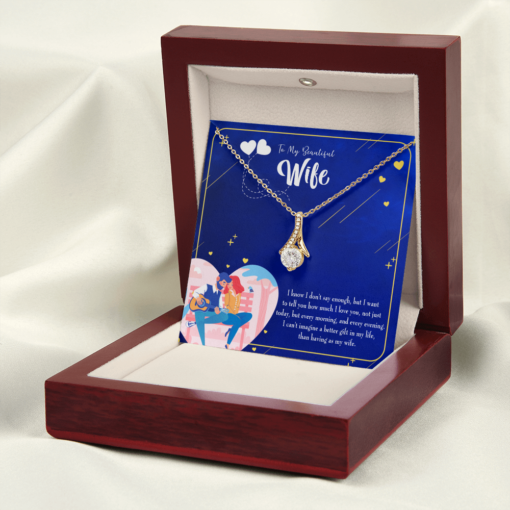 To My Wife Better Gift Alluring Ribbon Necklace Message Card-Express Your Love Gifts