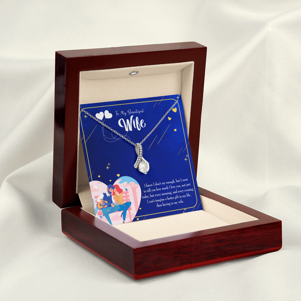 To My Wife Better Gift Alluring Ribbon Necklace Message Card-Express Your Love Gifts