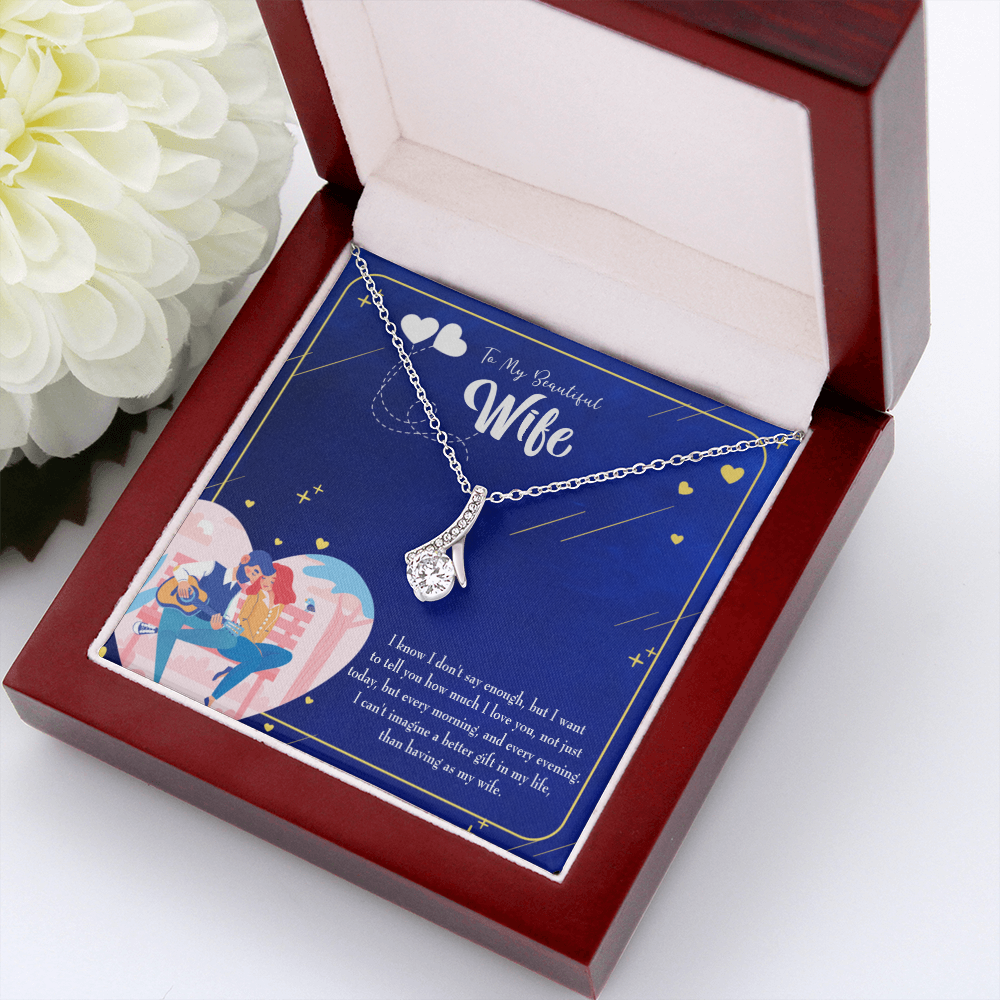 To My Wife Better Gift Alluring Ribbon Necklace Message Card-Express Your Love Gifts