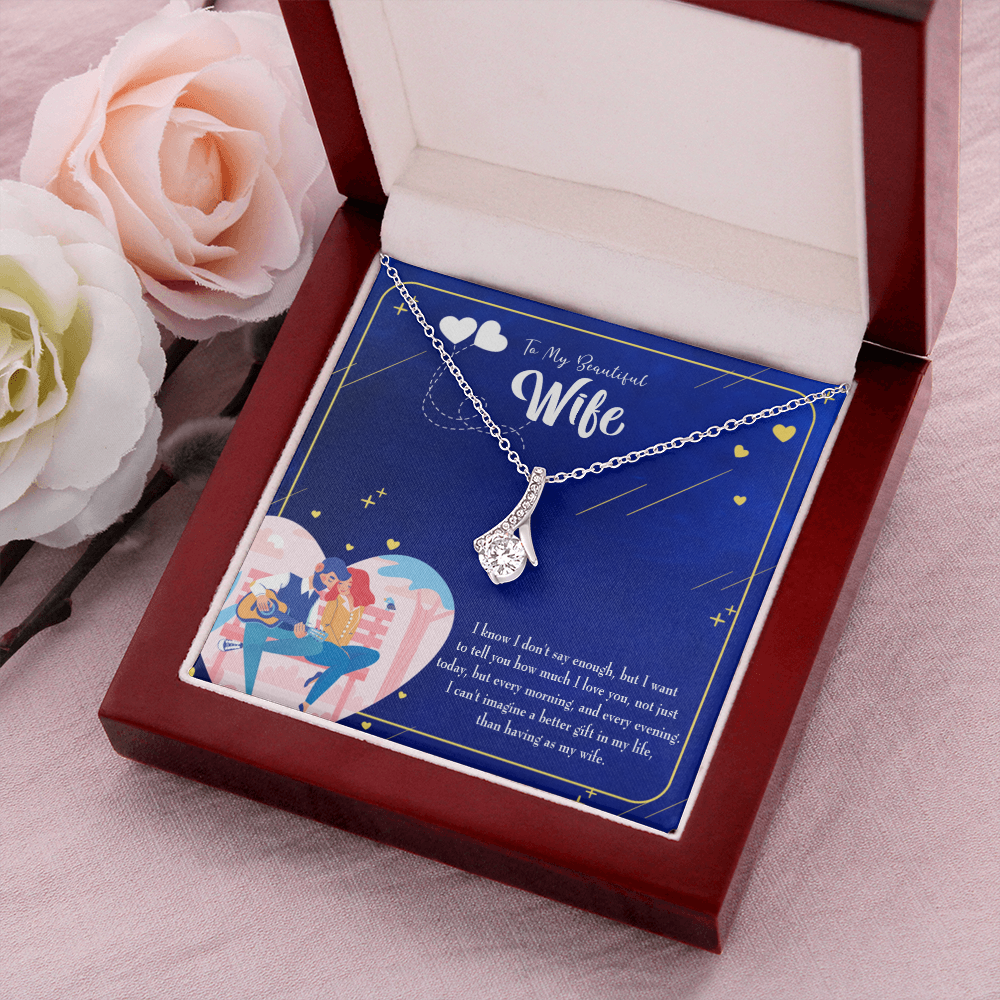 To My Wife Better Gift Alluring Ribbon Necklace Message Card-Express Your Love Gifts