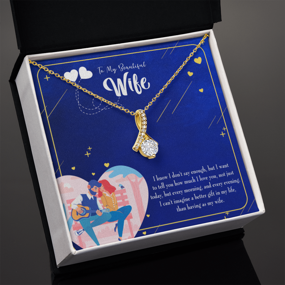 To My Wife Better Gift Alluring Ribbon Necklace Message Card-Express Your Love Gifts