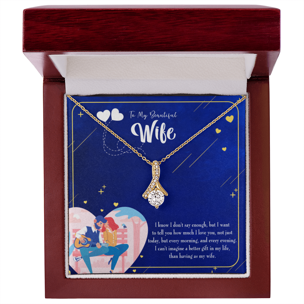 To My Wife Better Gift Alluring Ribbon Necklace Message Card-Express Your Love Gifts