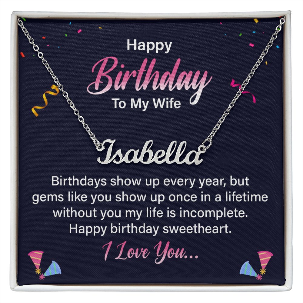 To My Wife Birthday Message Gem Like You Custom Name Necklace-Express Your Love Gifts