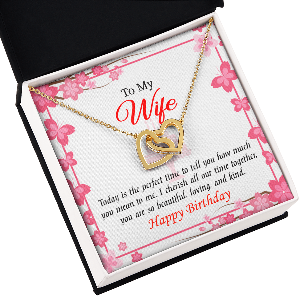 To My Wife Birthday Message Perfect Time Inseparable Necklace-Express Your Love Gifts