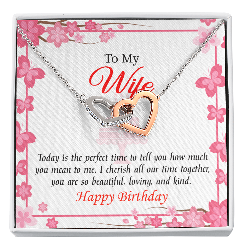 To My Wife Birthday Message Perfect Time Inseparable Necklace-Express Your Love Gifts