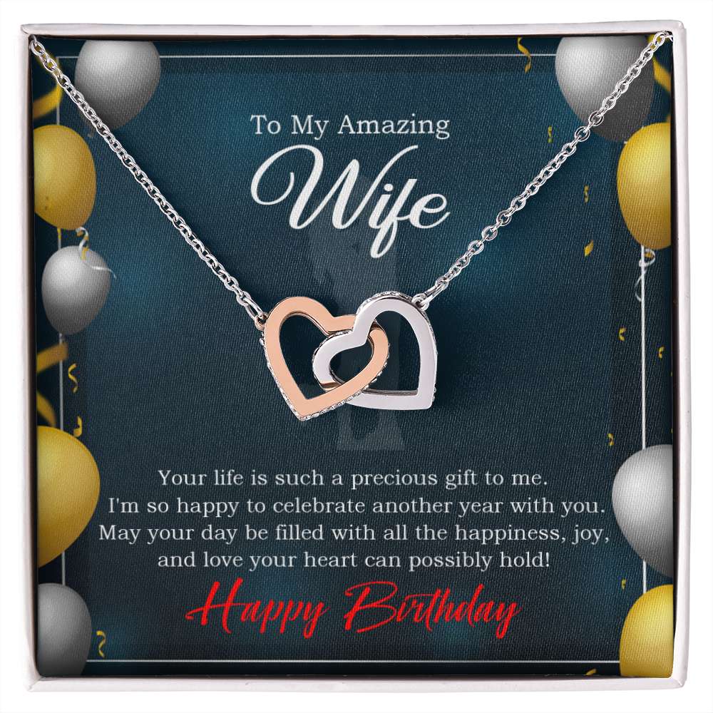 To My Wife Birthday Message Wife is a Precious Gift Inseparable Necklace-Express Your Love Gifts