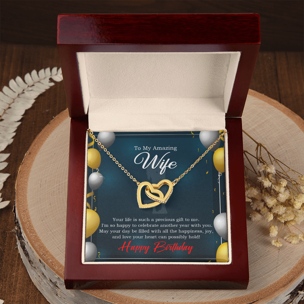 To My Wife Birthday Message Wife is a Precious Gift Inseparable Necklace-Express Your Love Gifts