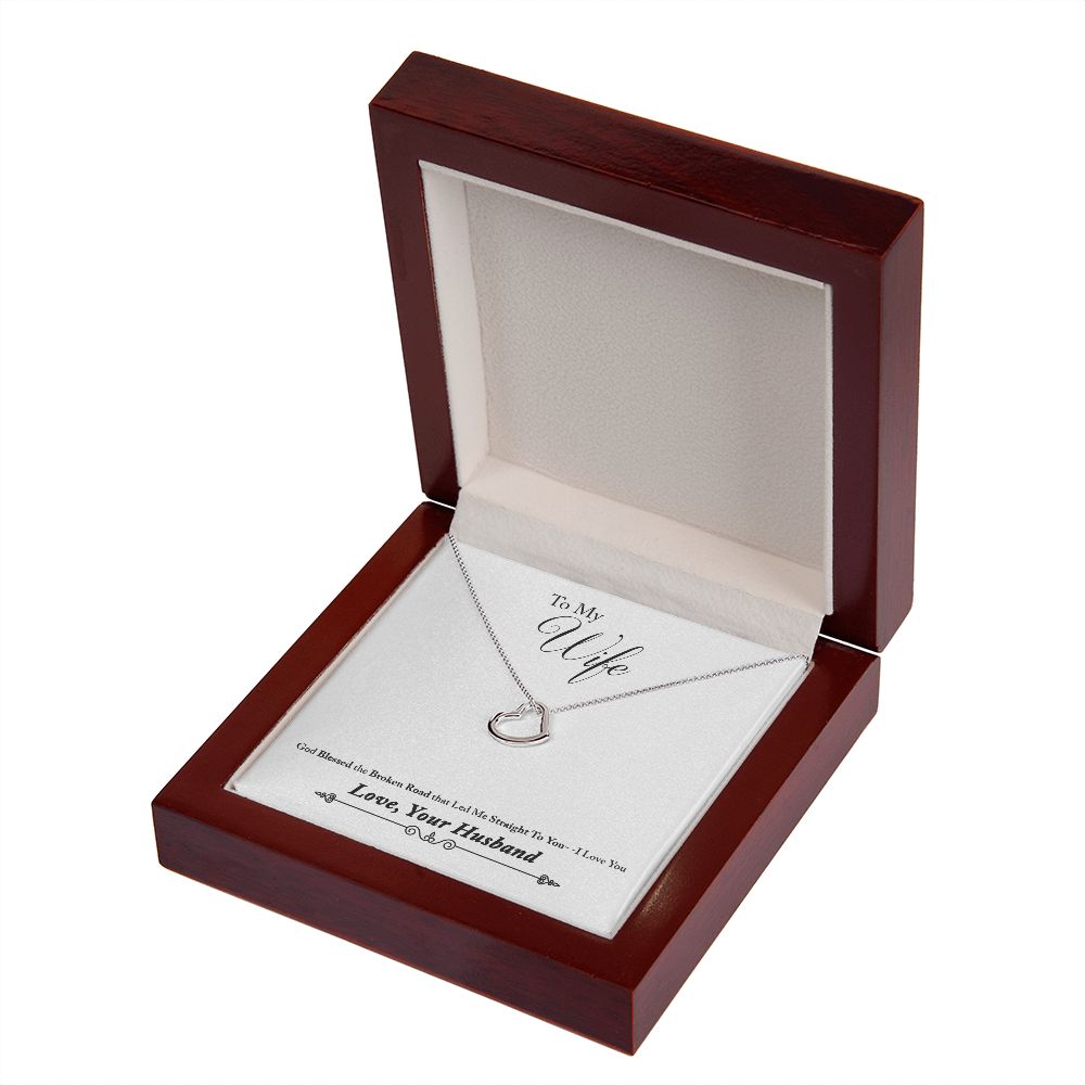 To My Wife Bleesed the Broken Road Delicate Heart Necklace-Express Your Love Gifts