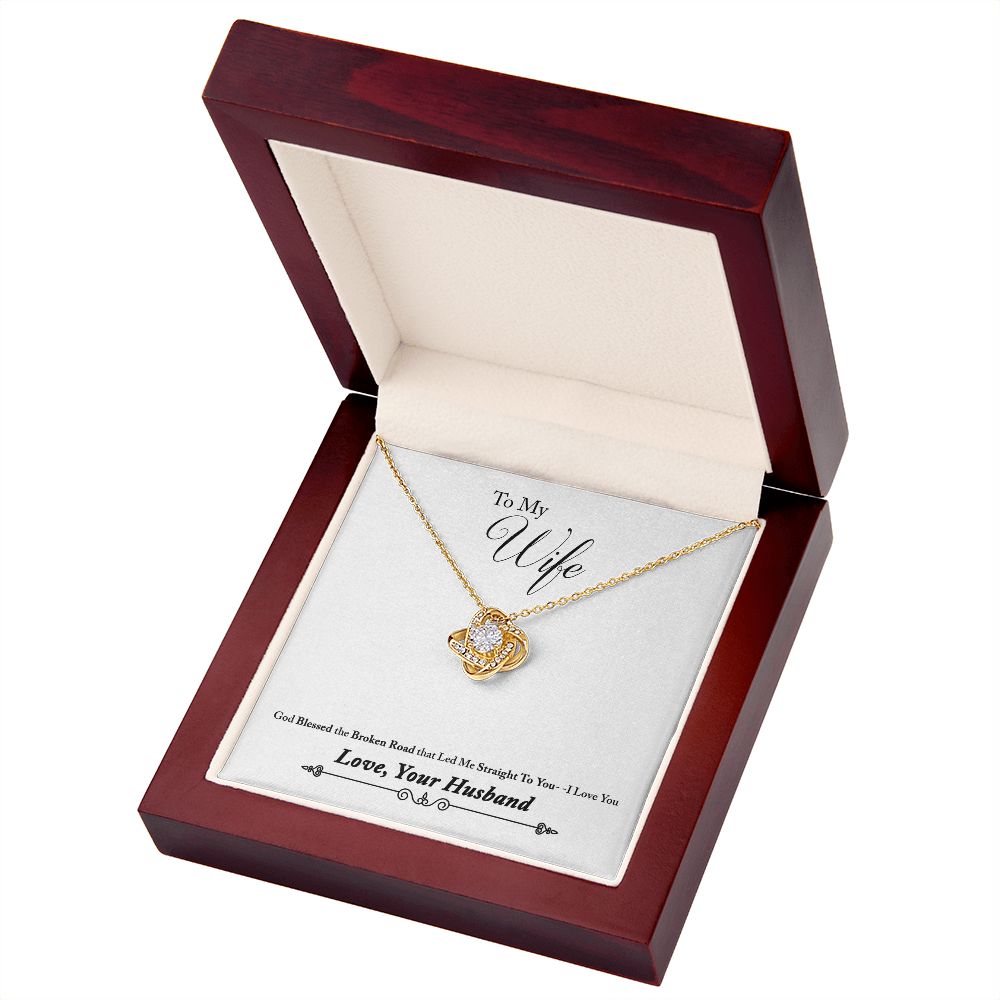 To My Wife Bleesed the Broken Road Infinity Knot Necklace Message Card-Express Your Love Gifts