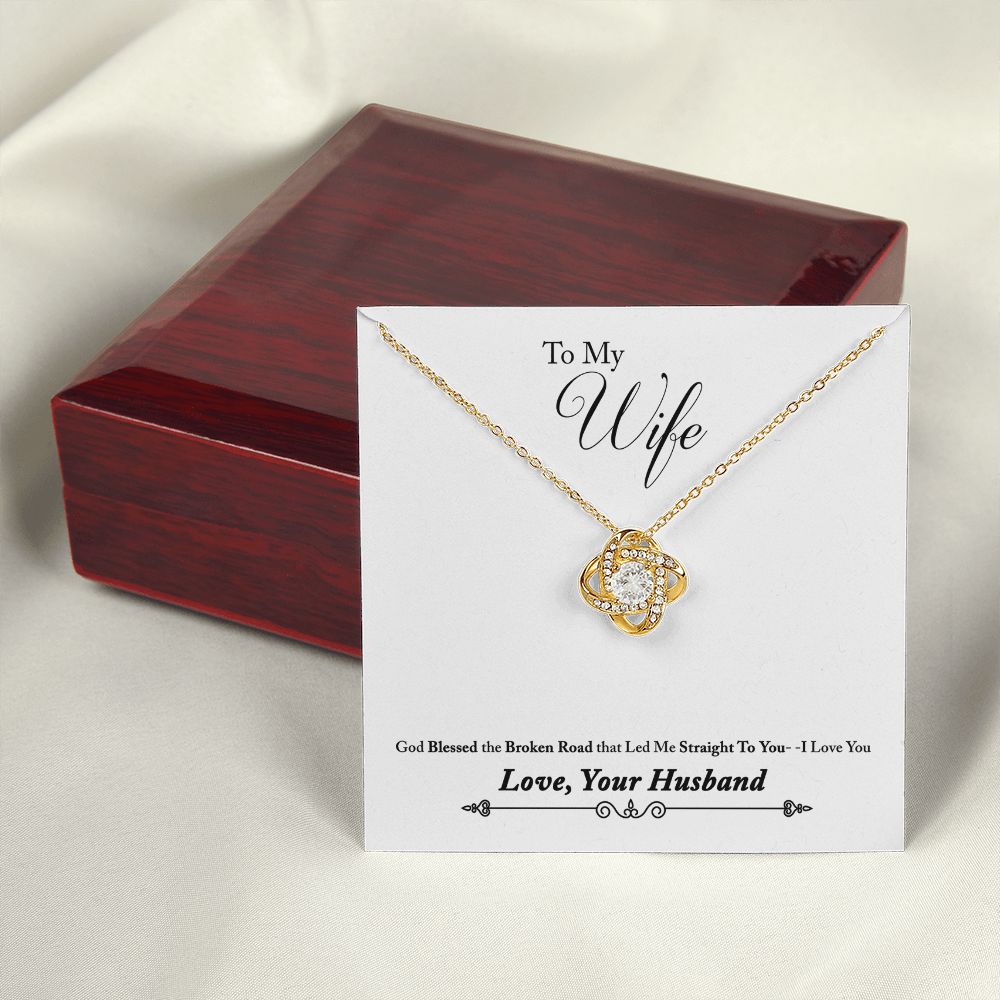 To My Wife Bleesed the Broken Road Infinity Knot Necklace Message Card-Express Your Love Gifts