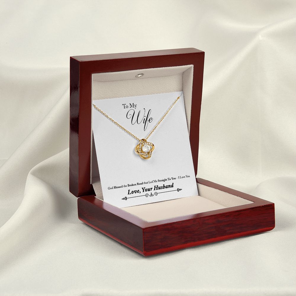 To My Wife Bleesed the Broken Road Infinity Knot Necklace Message Card-Express Your Love Gifts