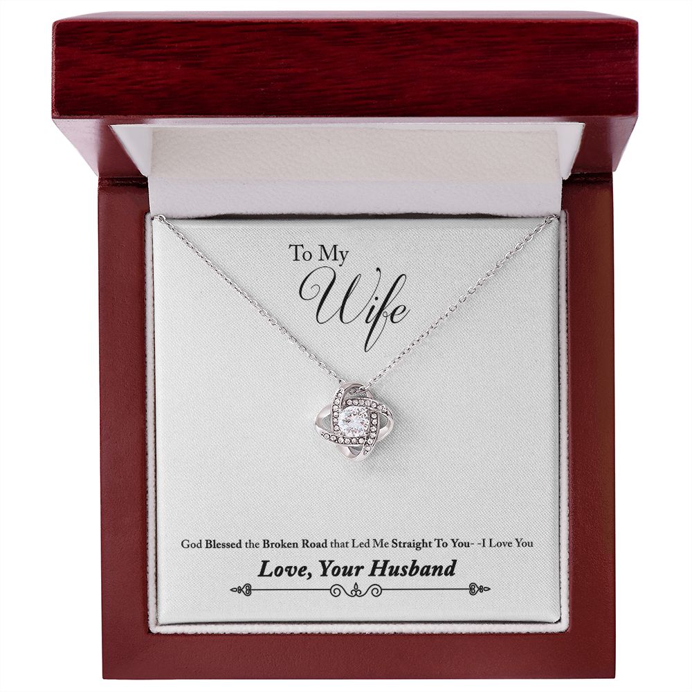 To My Wife Bleesed the Broken Road Infinity Knot Necklace Message Card-Express Your Love Gifts