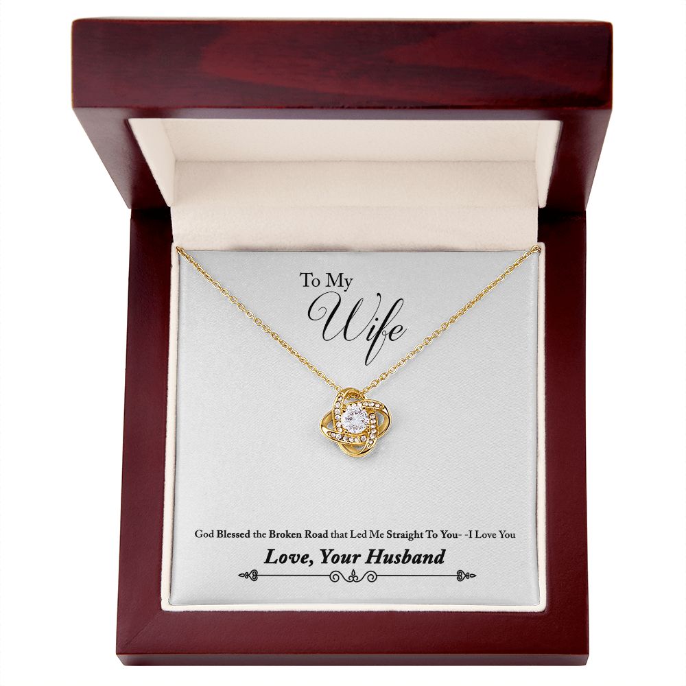 To My Wife Bleesed the Broken Road Infinity Knot Necklace Message Card-Express Your Love Gifts