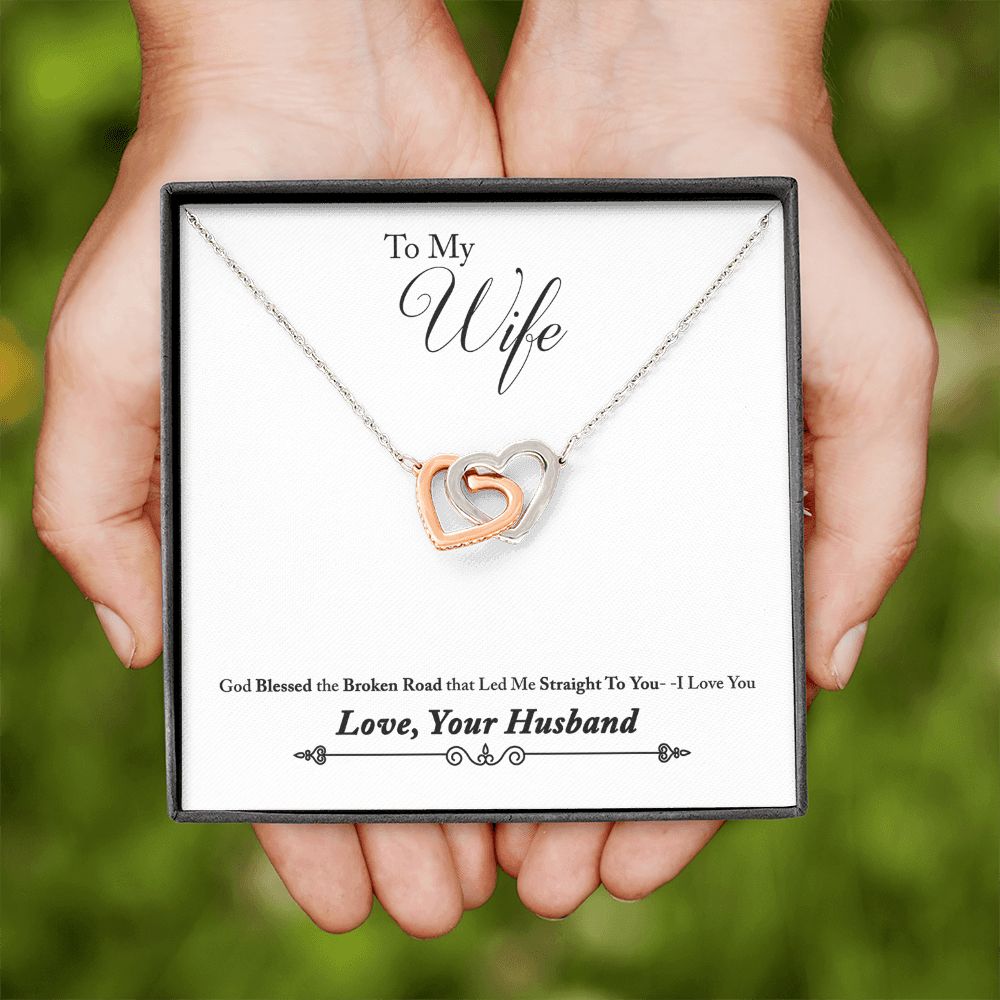 To My Wife Bleesed the Broken Road Inseparable Necklace-Express Your Love Gifts