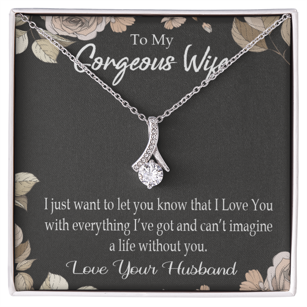 To My Wife Can’t Imagine a Life Without You Alluring Ribbon Necklace Message Card-Express Your Love Gifts