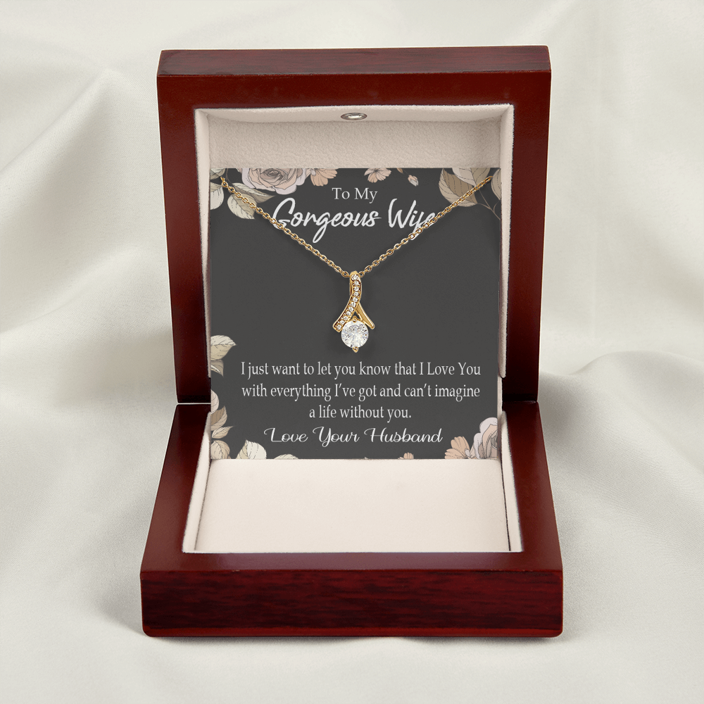 To My Wife Can’t Imagine a Life Without You Alluring Ribbon Necklace Message Card-Express Your Love Gifts