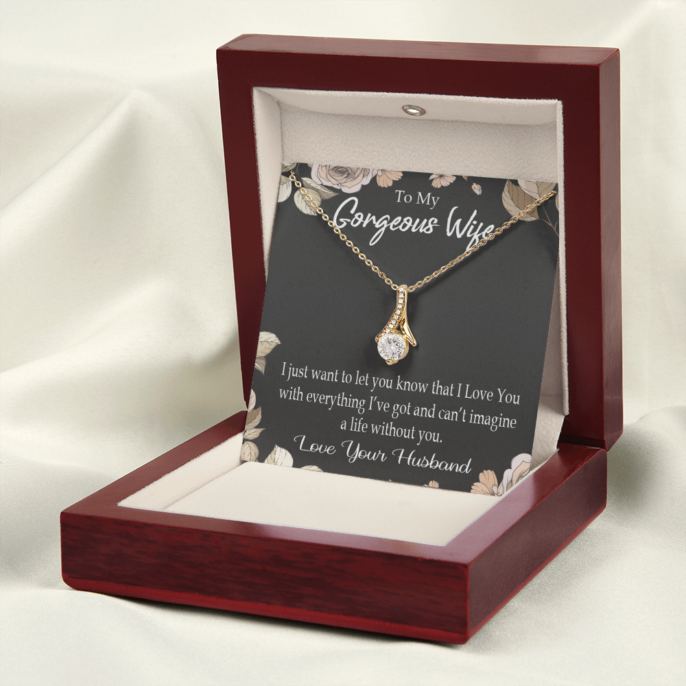 To My Wife Can’t Imagine a Life Without You Alluring Ribbon Necklace Message Card-Express Your Love Gifts