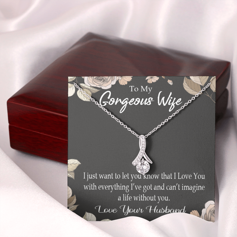 To My Wife Can’t Imagine a Life Without You Alluring Ribbon Necklace Message Card-Express Your Love Gifts