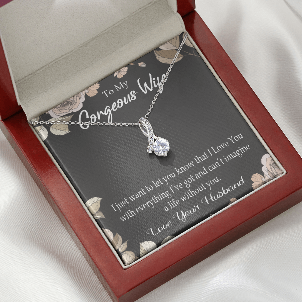 To My Wife Can’t Imagine a Life Without You Alluring Ribbon Necklace Message Card-Express Your Love Gifts