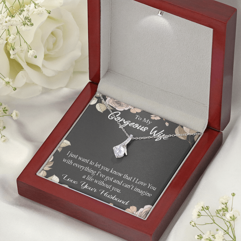 To My Wife Can’t Imagine a Life Without You Alluring Ribbon Necklace Message Card-Express Your Love Gifts