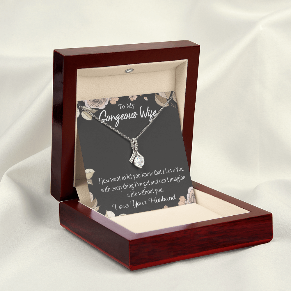 To My Wife Can’t Imagine a Life Without You Alluring Ribbon Necklace Message Card-Express Your Love Gifts