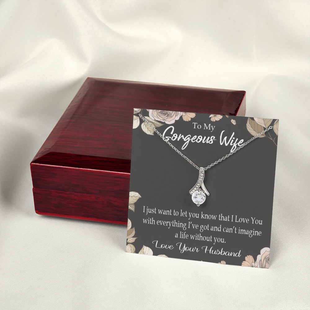 To My Wife Can’t Imagine a Life Without You Alluring Ribbon Necklace Message Card-Express Your Love Gifts