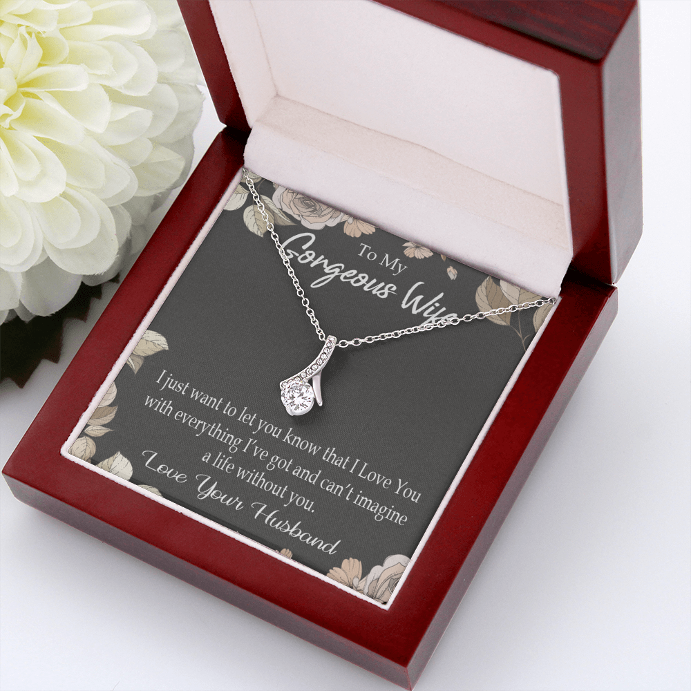 To My Wife Can’t Imagine a Life Without You Alluring Ribbon Necklace Message Card-Express Your Love Gifts