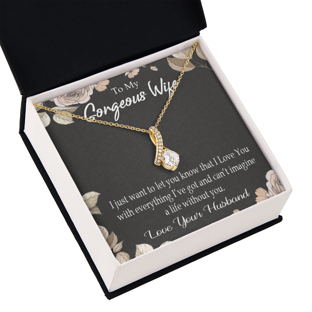 To My Wife Can’t Imagine a Life Without You Alluring Ribbon Necklace Message Card-Express Your Love Gifts