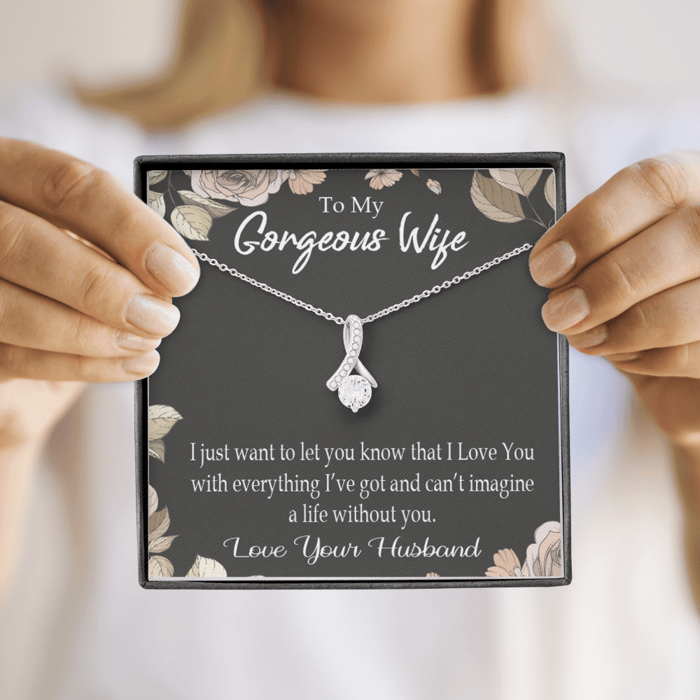 To My Wife Can’t Imagine a Life Without You Alluring Ribbon Necklace Message Card-Express Your Love Gifts