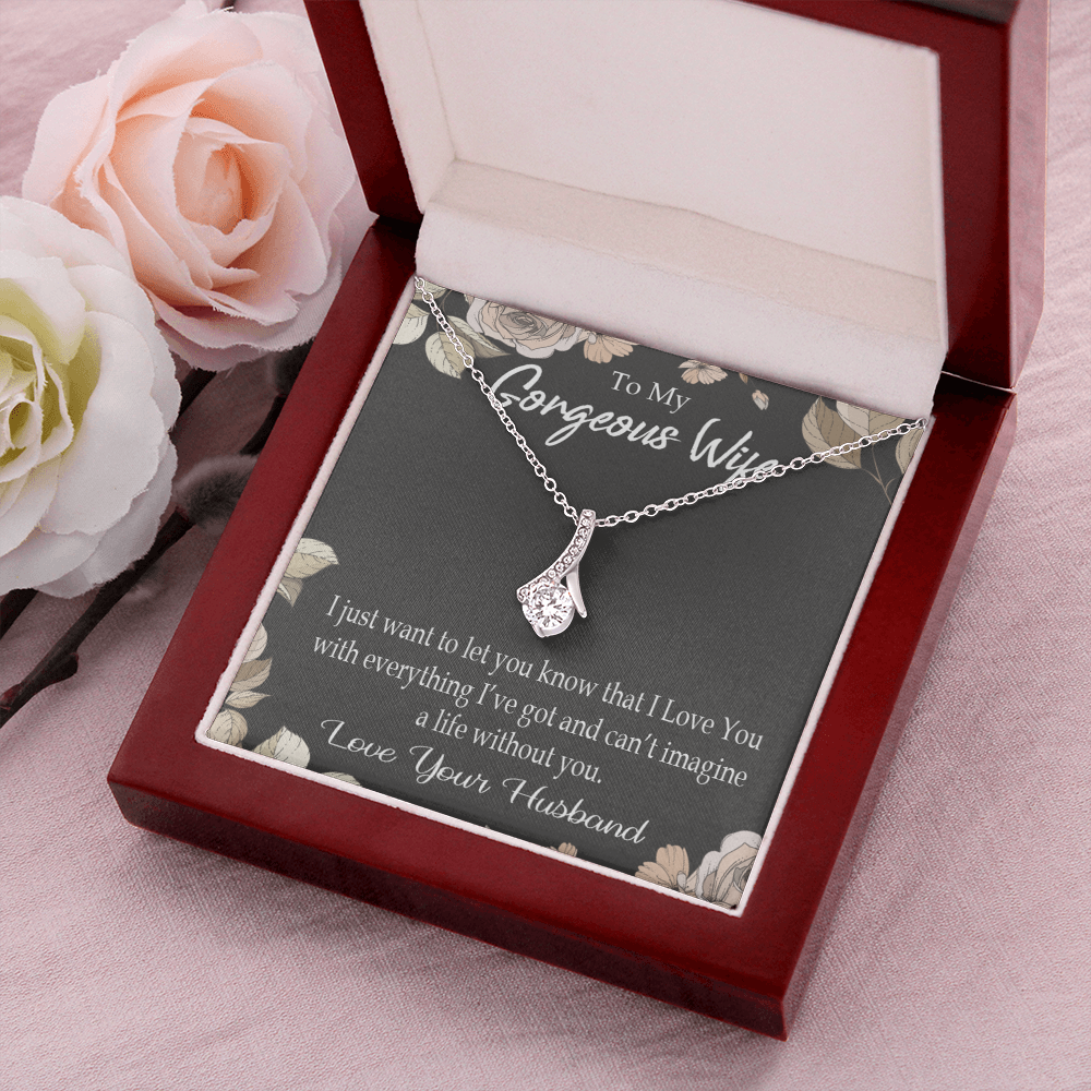 To My Wife Can’t Imagine a Life Without You Alluring Ribbon Necklace Message Card-Express Your Love Gifts