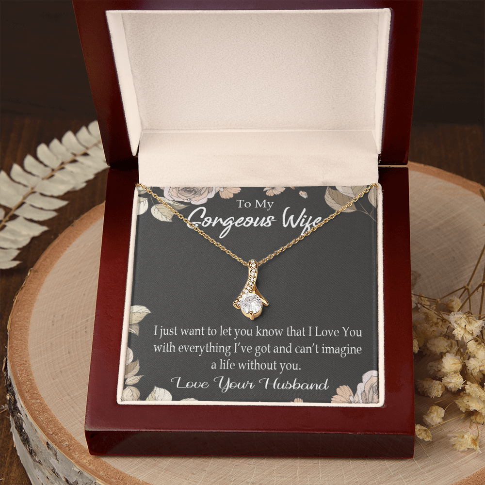 To My Wife Can’t Imagine a Life Without You Alluring Ribbon Necklace Message Card-Express Your Love Gifts