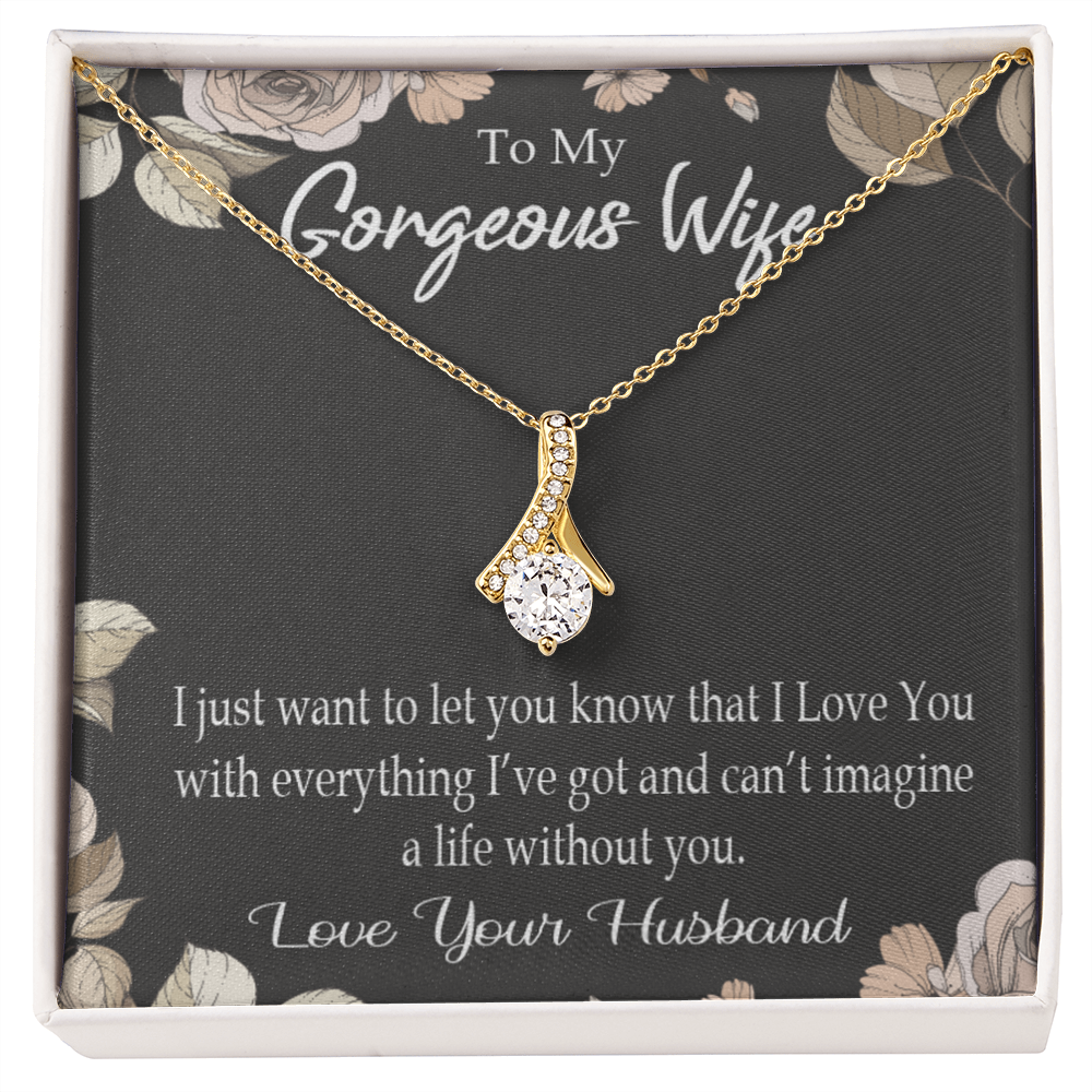 To My Wife Can’t Imagine a Life Without You Alluring Ribbon Necklace Message Card-Express Your Love Gifts