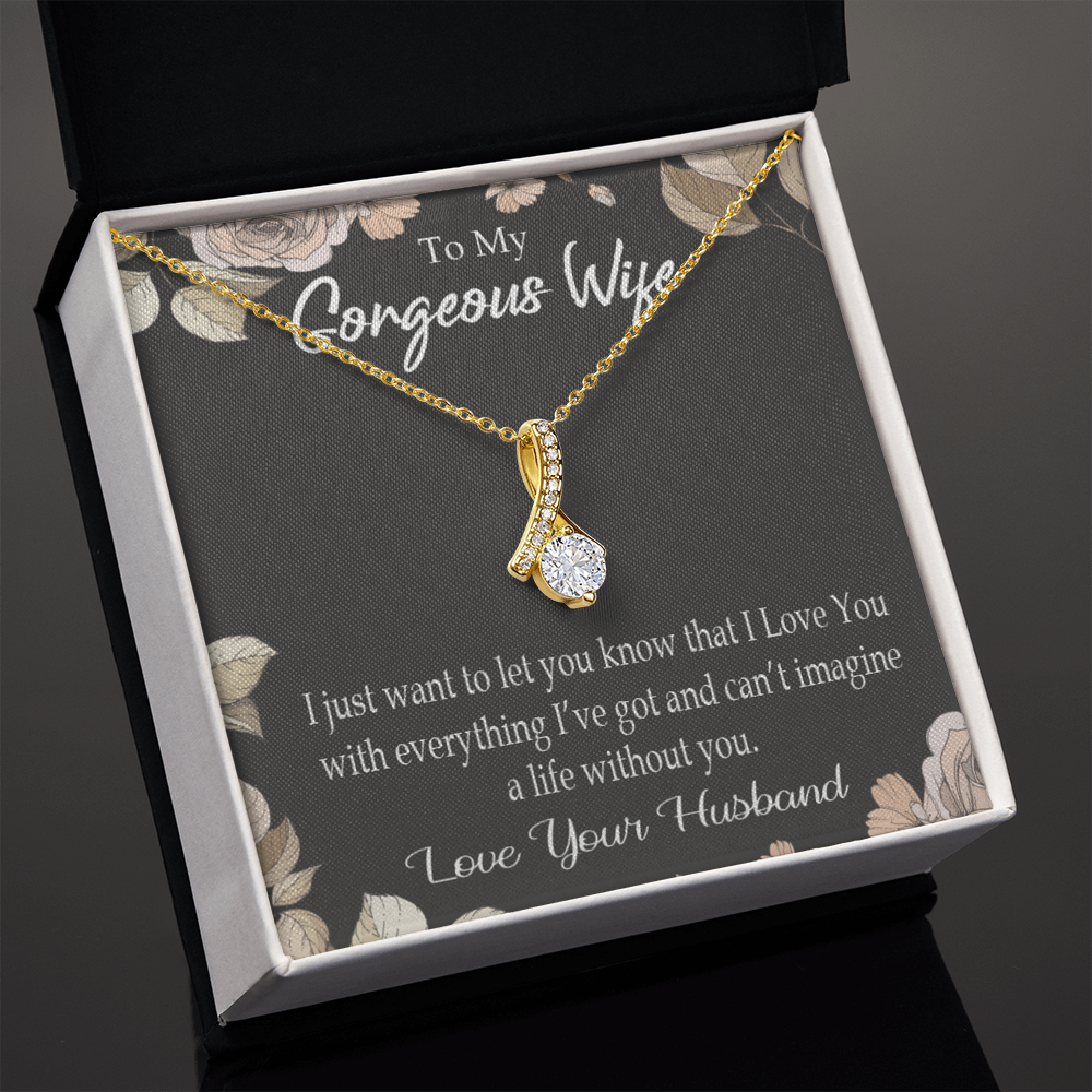 To My Wife Can’t Imagine a Life Without You Alluring Ribbon Necklace Message Card-Express Your Love Gifts