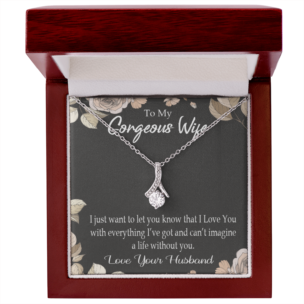 To My Wife Can’t Imagine a Life Without You Alluring Ribbon Necklace Message Card-Express Your Love Gifts