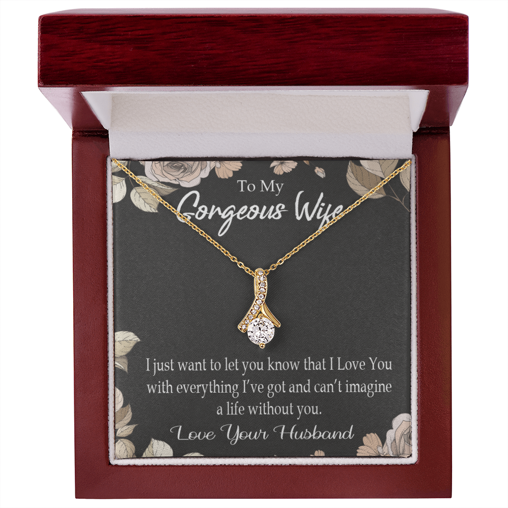 To My Wife Can’t Imagine a Life Without You Alluring Ribbon Necklace Message Card-Express Your Love Gifts